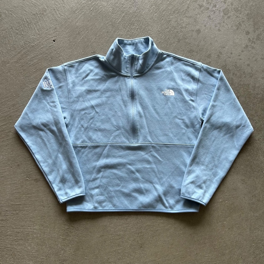 The North Face Double Knit 1/2 Zip Jacket Womens Medium Blue Pullover Busch TNF